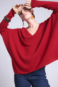 Celeste V-Neck Poncho Jumper - Burgundy - Women