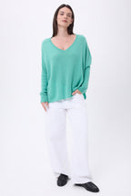 Ponchotrui met V-hals Celeste - Pastelgroen - Dames - 100% kasjmier