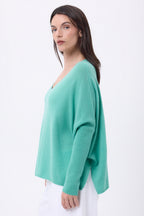 Ponchotrui met V-hals Celeste - Pastelgroen - Dames - 100% kasjmier