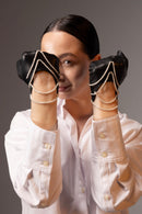 Gants Celeste Cuir Doublés Soie - Noir Tactile - Femme