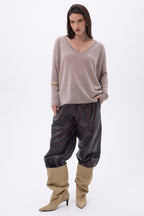 Pull Col V Poncho Celeste - Noisette - Femme
