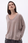 Pull Col V Poncho Celeste - Noisette - Femme