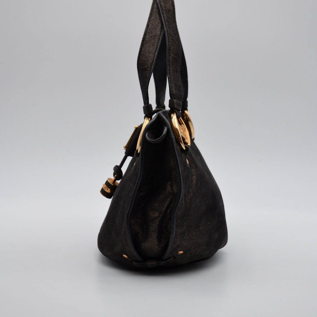 Céline Vintage Triomphe Logo Iridescent Faux Suede Bag