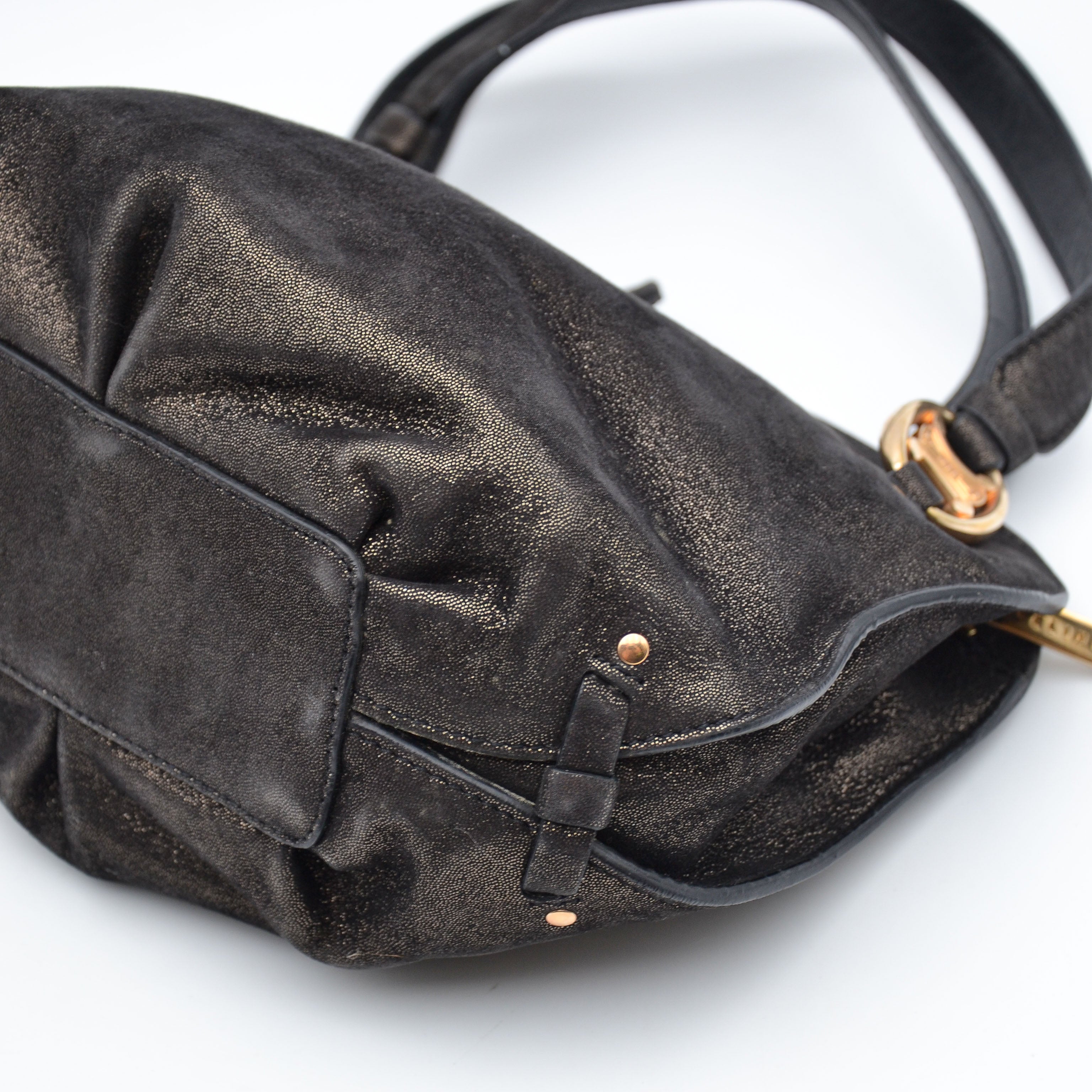 Céline Vintage Triomphe Logo Iridescent Faux Suede Bag