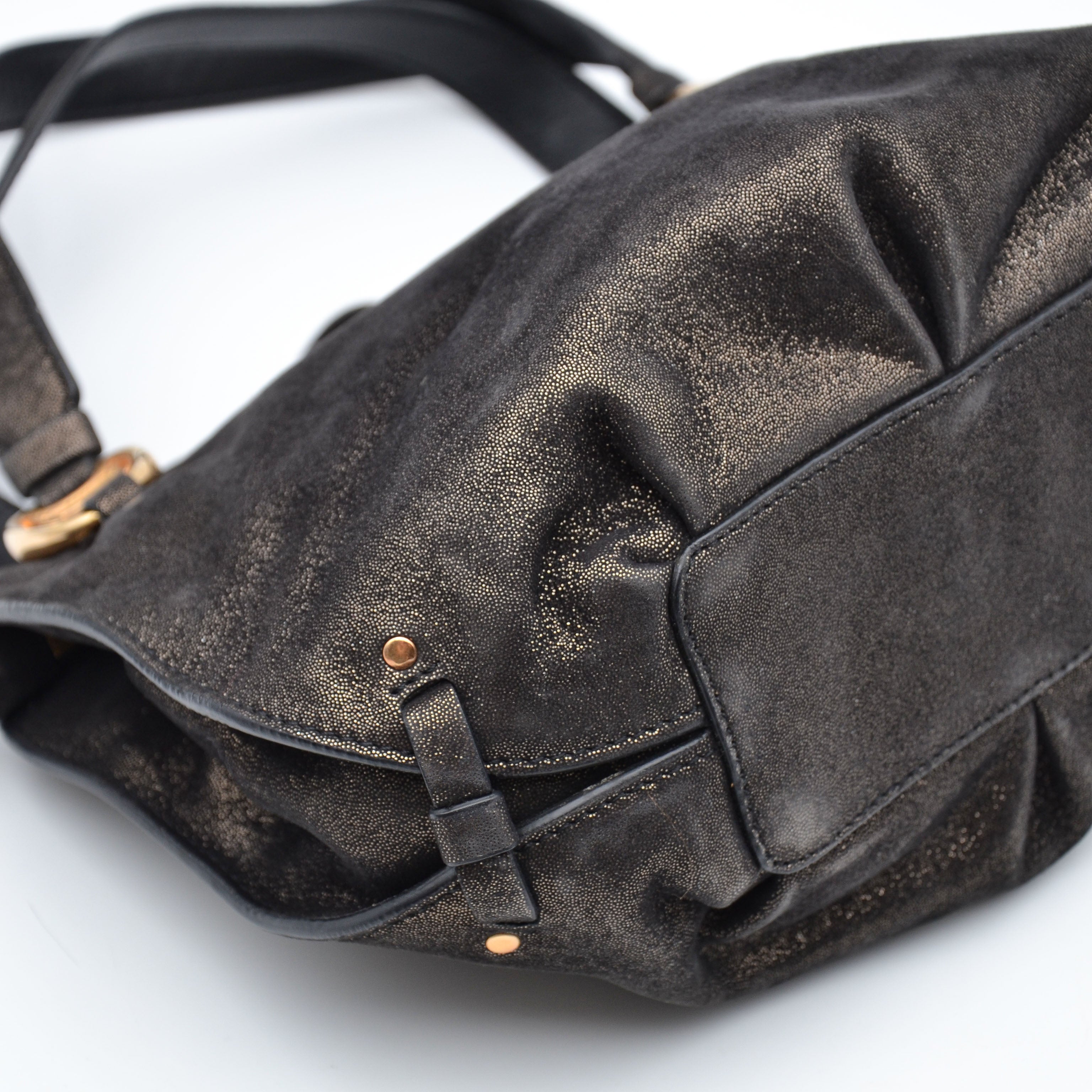 Céline Vintage Triomphe Logo Iridescent Faux Suede Bag
