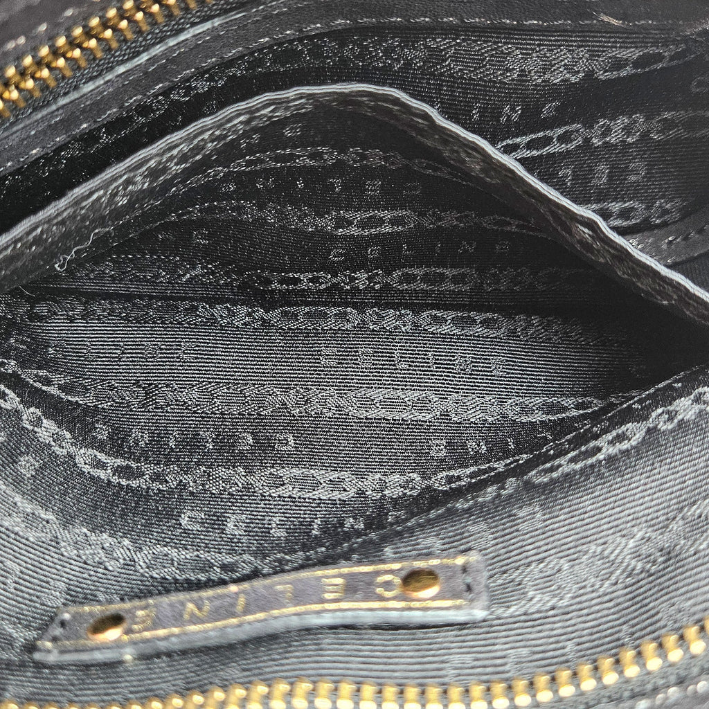 Céline Vintage Triomphe Logo Iridescent Faux Suede Bag