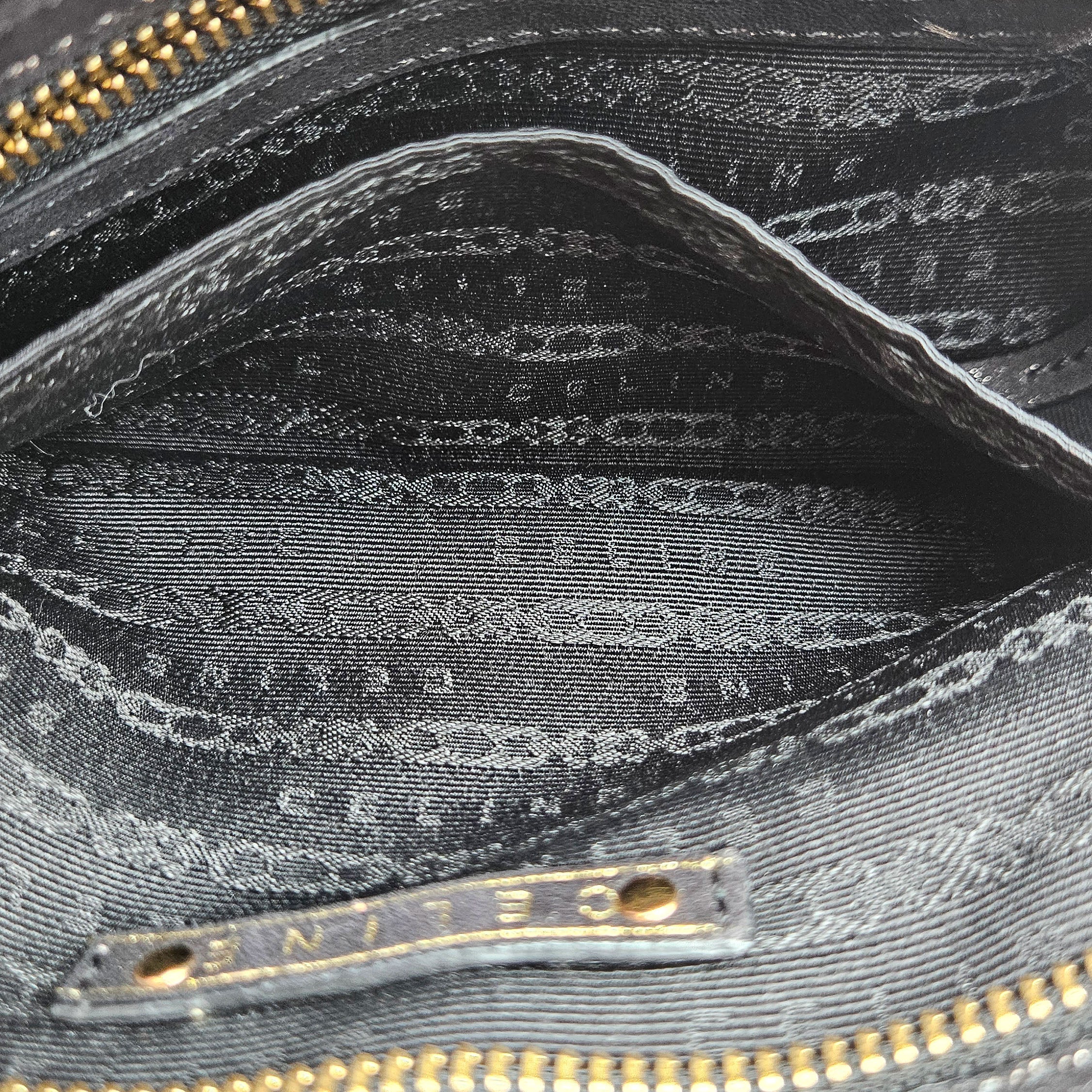 Céline Vintage Triomphe Logo Iridescent Faux Suede Bag