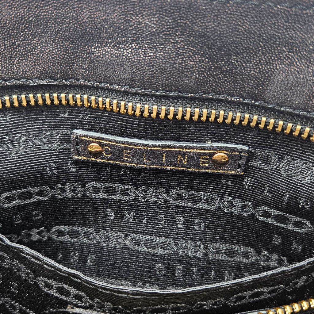 Céline Vintage Triomphe Logo Iridescent Faux Suede Bag