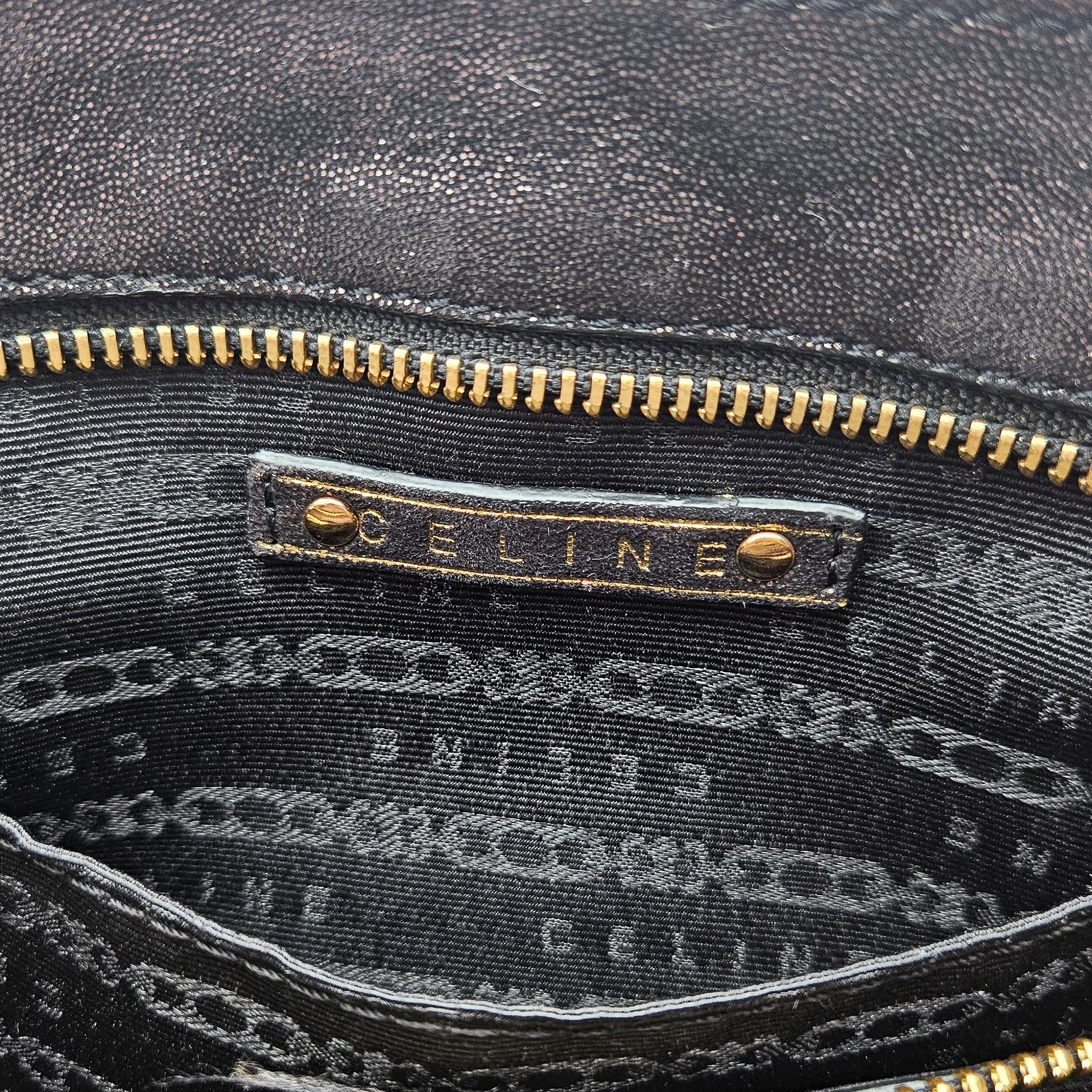 Céline Vintage Triomphe Logo Iridescent Faux Suede Bag