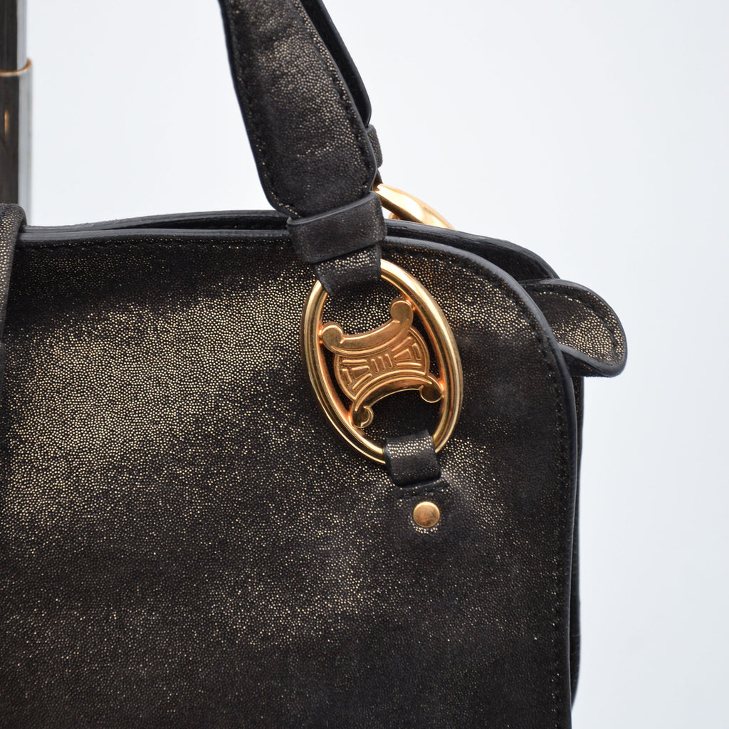 Céline Vintage Triomphe Logo Iridescent Faux Suede Bag