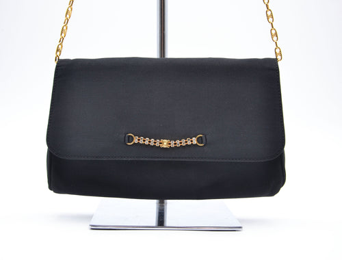 Sac Céline Triomphe Nylon Noir Chaîne Strass