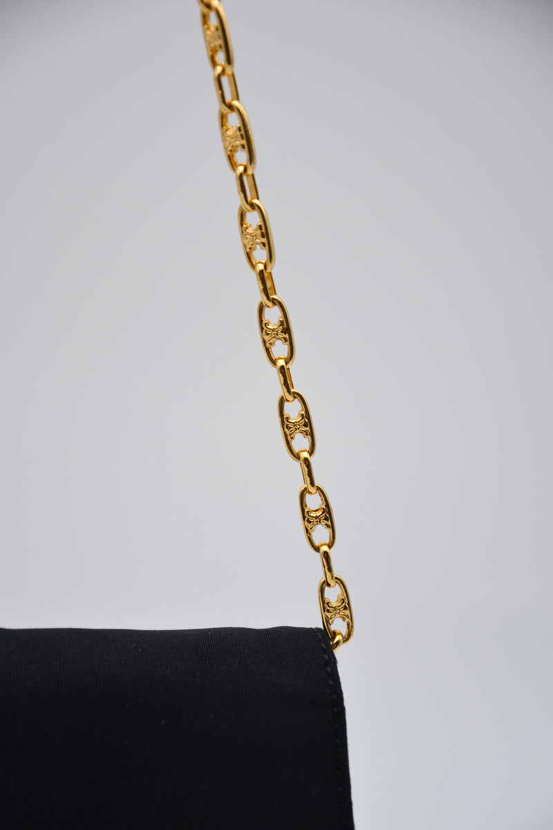Sac Céline Triomphe Nylon Noir Chaîne Strass