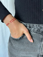 Pulsera Cordón Círculo Rojo