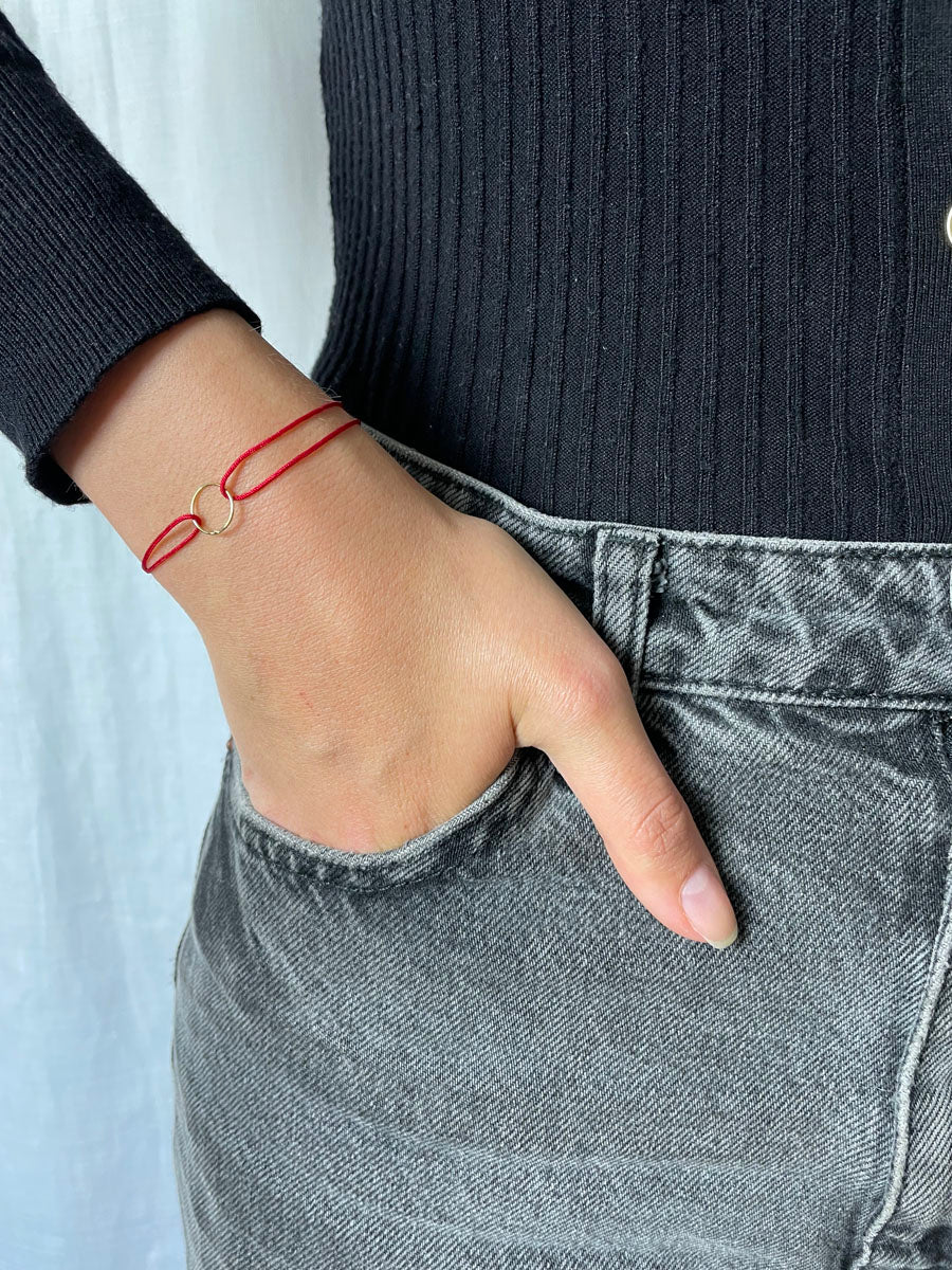 Pulsera Cordón Círculo Rojo