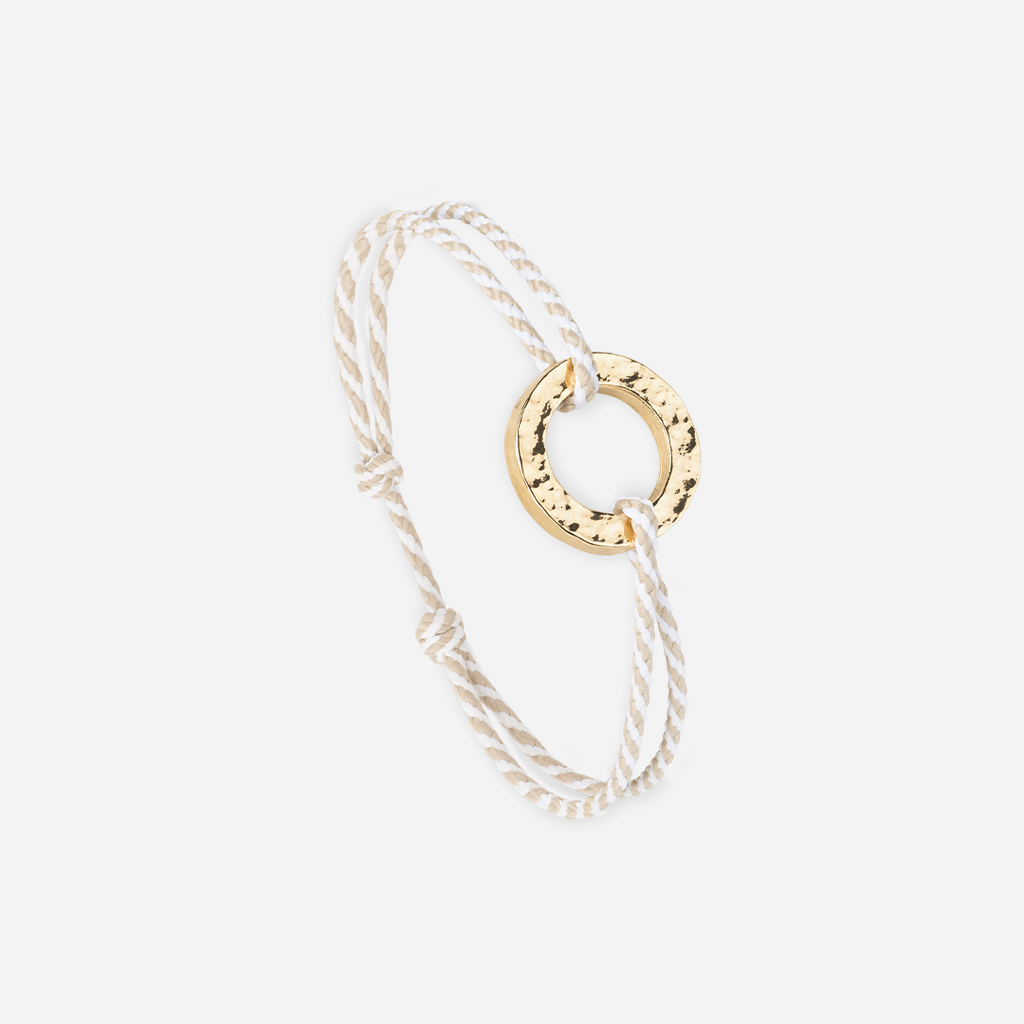 Gravie Bracelet - Beige And White Stripe
