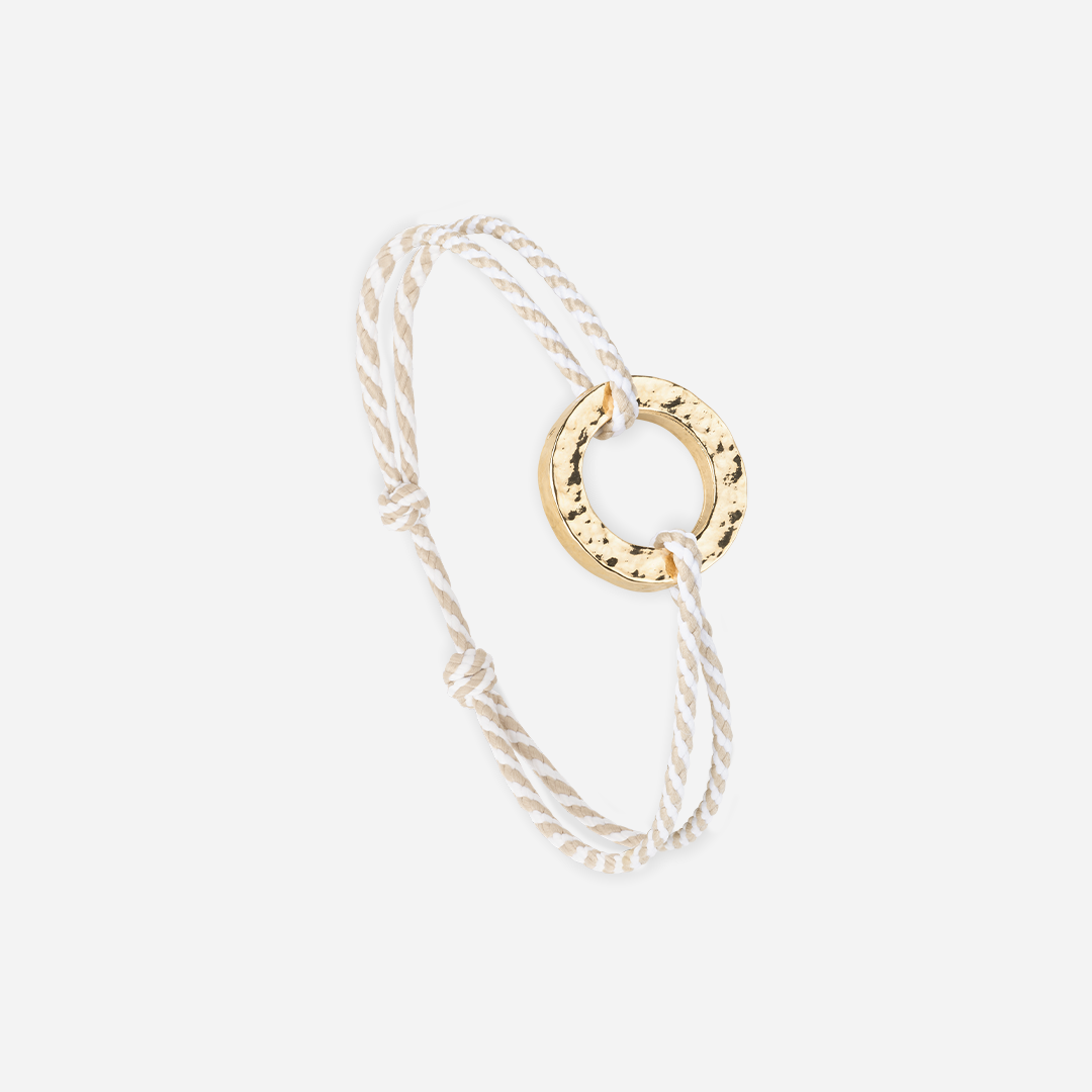 Gravie Bracelet - Beige And White Stripe
