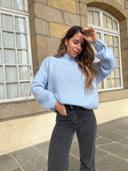Hortense Crew-Neck Knitted Sweater Glacier Blue