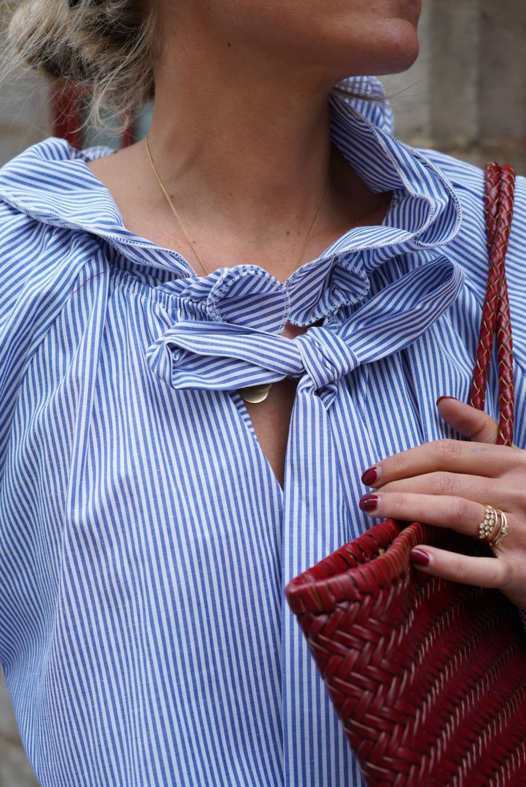 Madeleine Stripe Blouse Navy/White