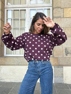 Zélie burgundy polka-dot wool jumper