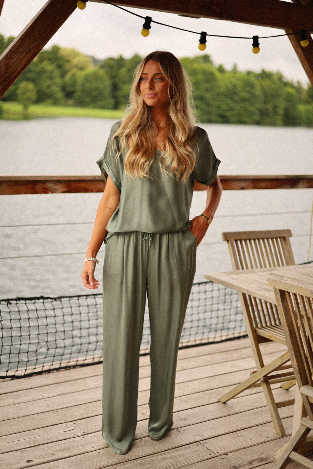 Pantalon Satiné Julya - Kaki