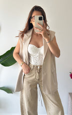 Arden Sleeveless Blazer - Beige