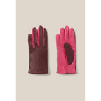 Two-tone Leather Gloves Embossed Logo