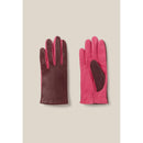 Guantes de piel bicolor con logo en relieve
