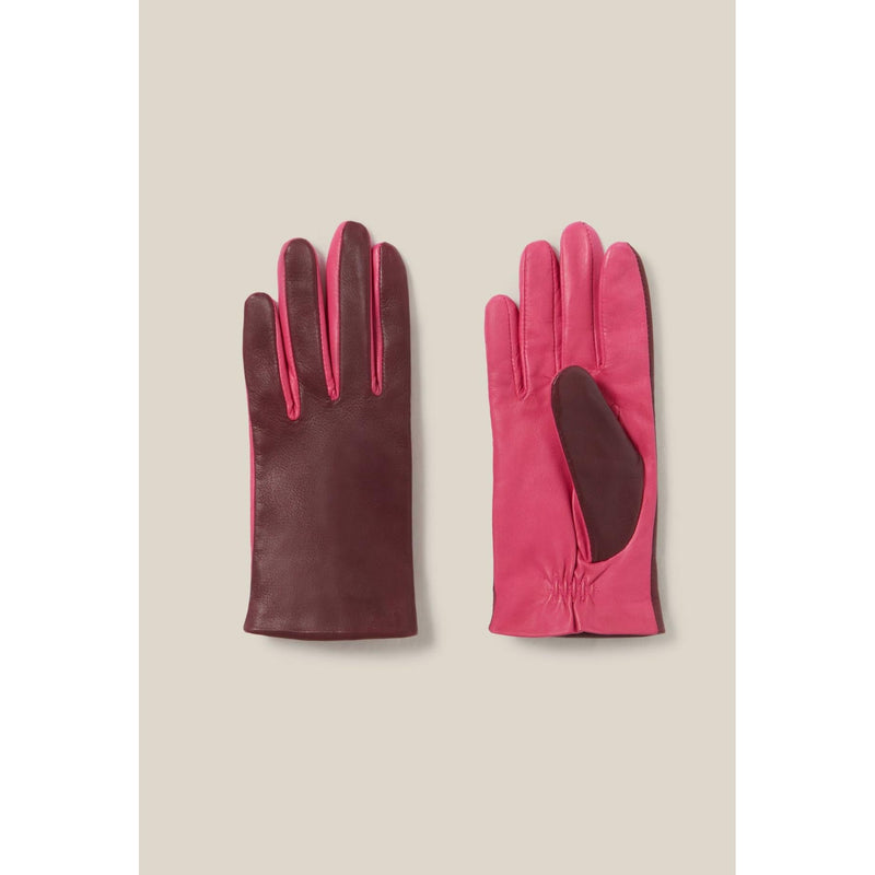 Guantes de piel bicolor con logo en relieve