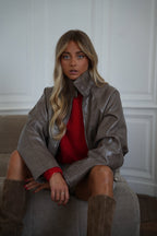 Chaqueta de Polipiel Loreen - Topo