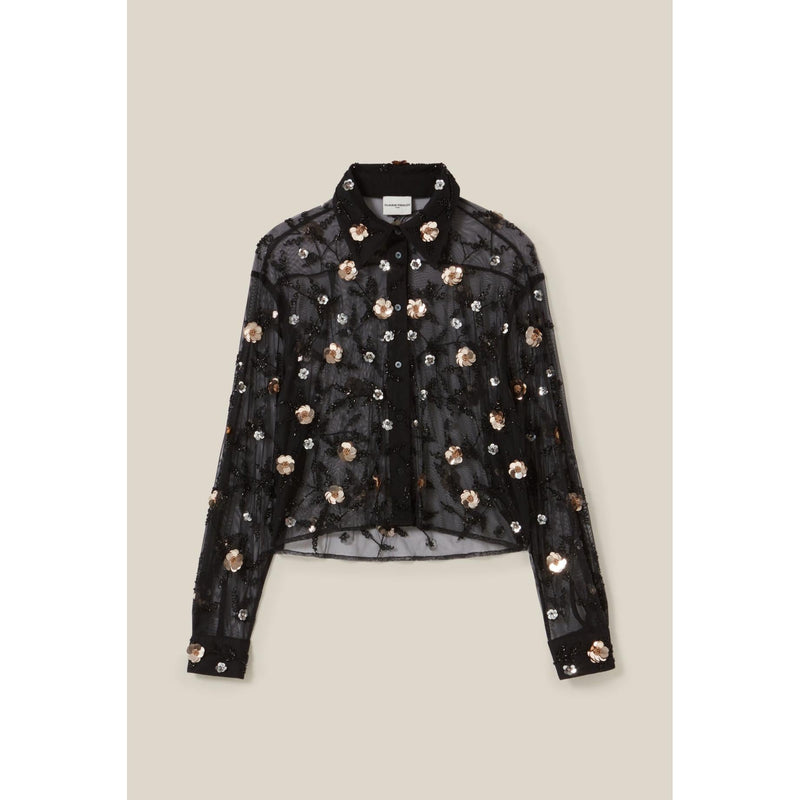 Camisa Negra Transparente Bordada