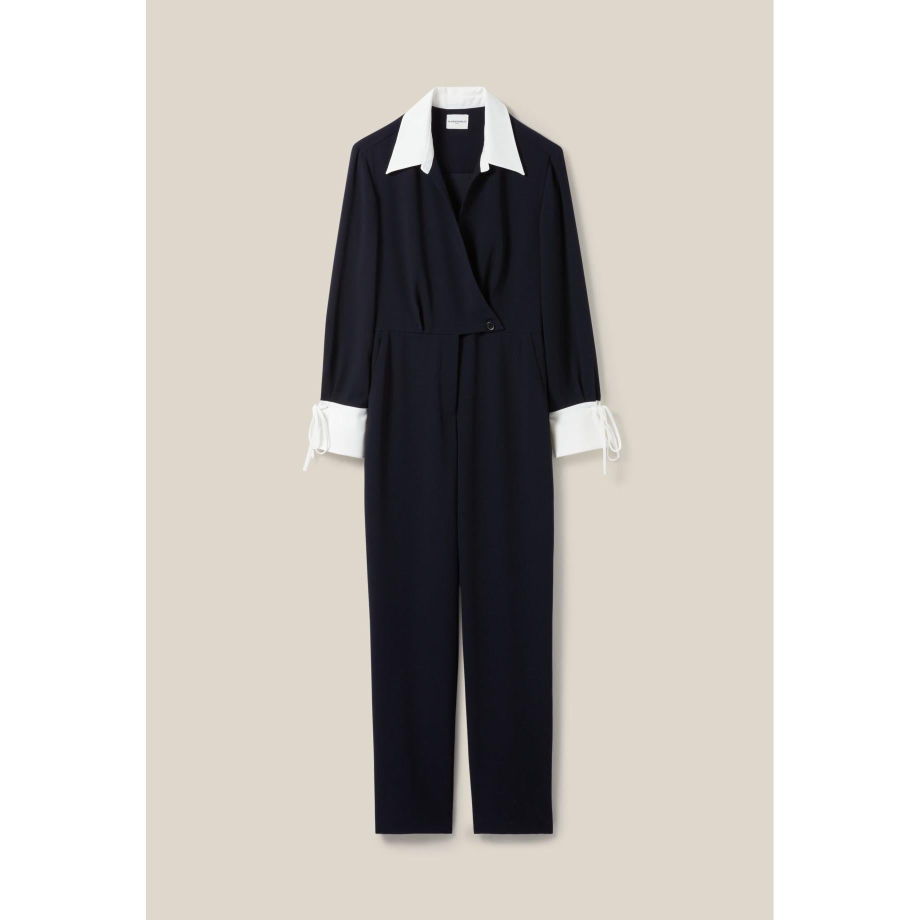 Claudie Pierlot - Navy Bi-Material Jumpsuit
