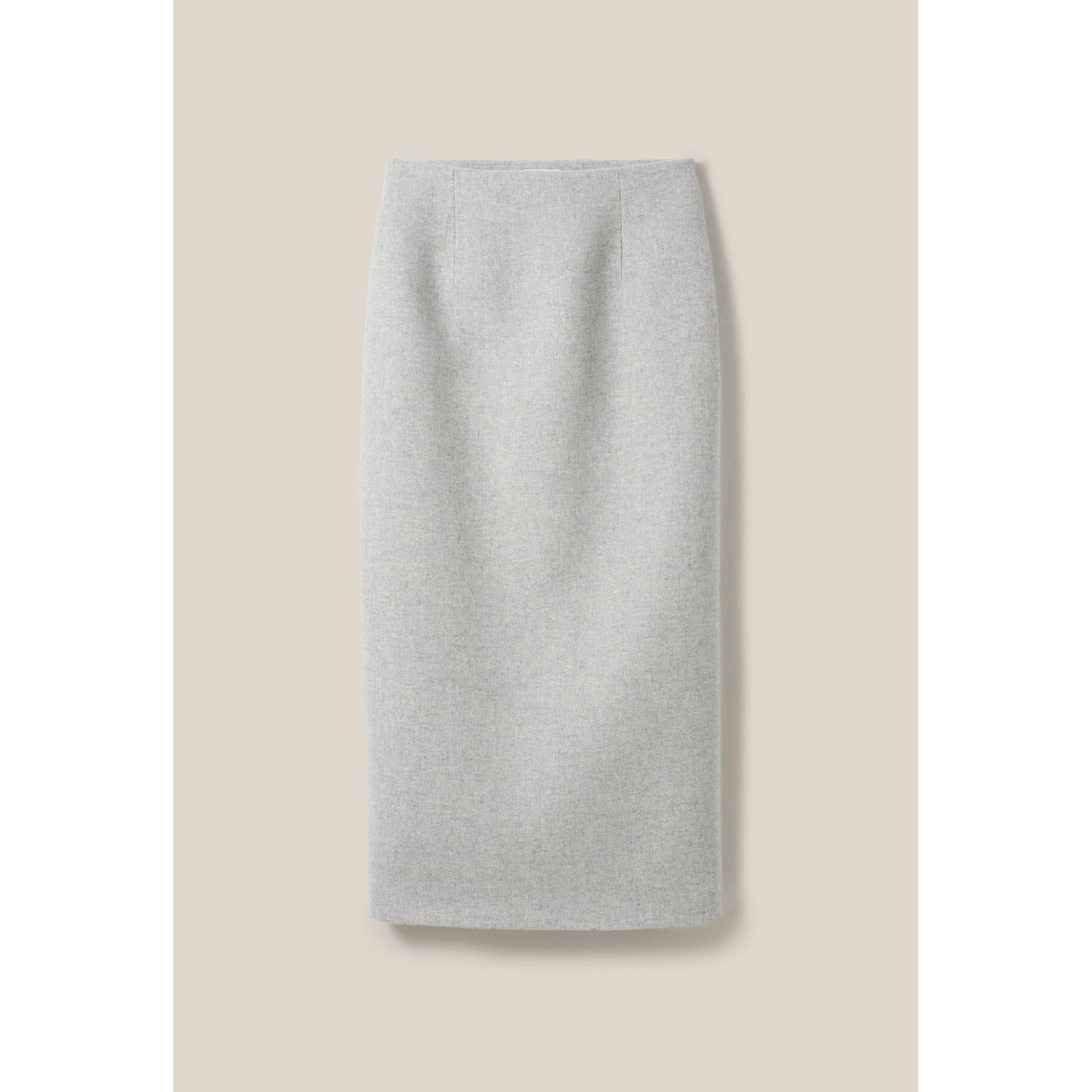 Light Grey High-Waisted Pencil Skirt