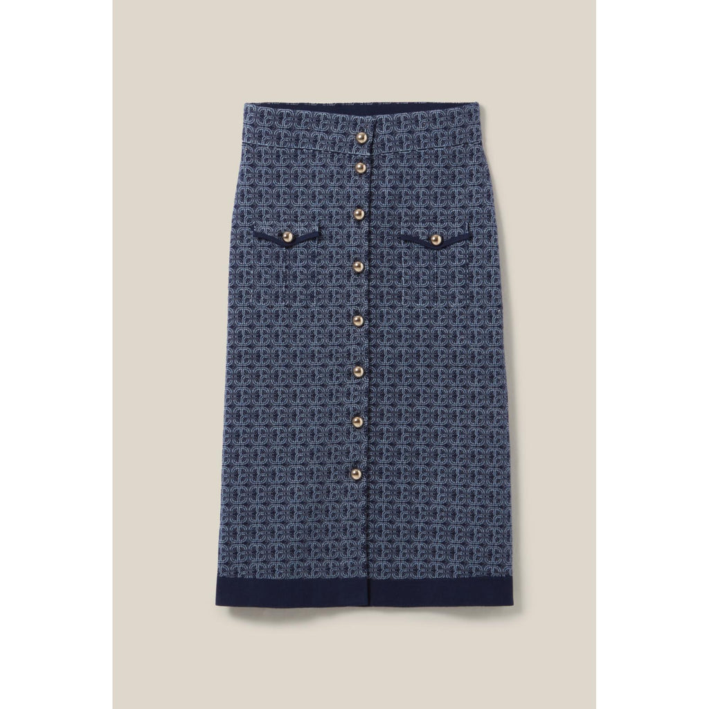 Jupe Monogramme Taille Haute Marine