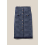 Jupe Monogramme Taille Haute Marine