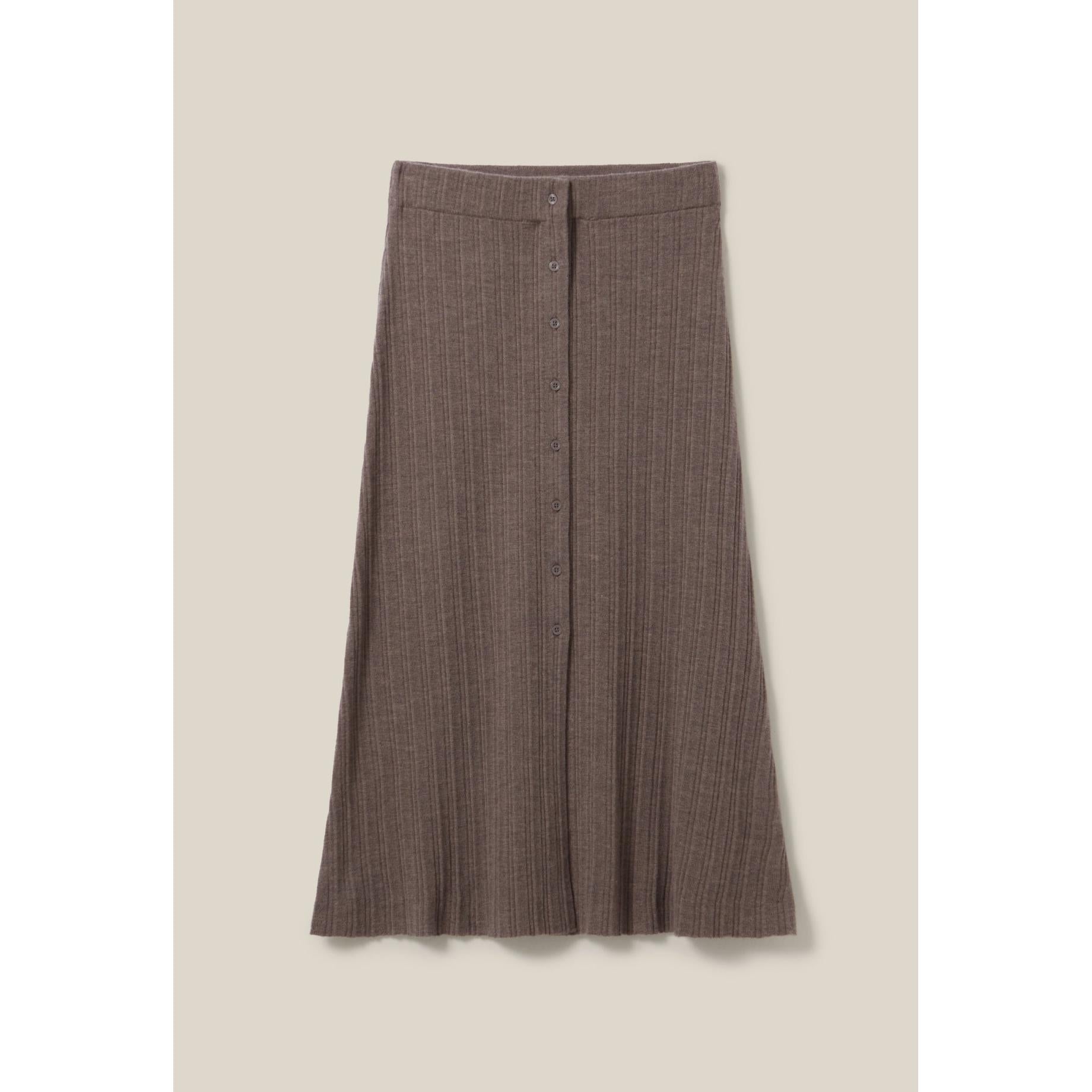 Pleated Buttoned Midi Skirt