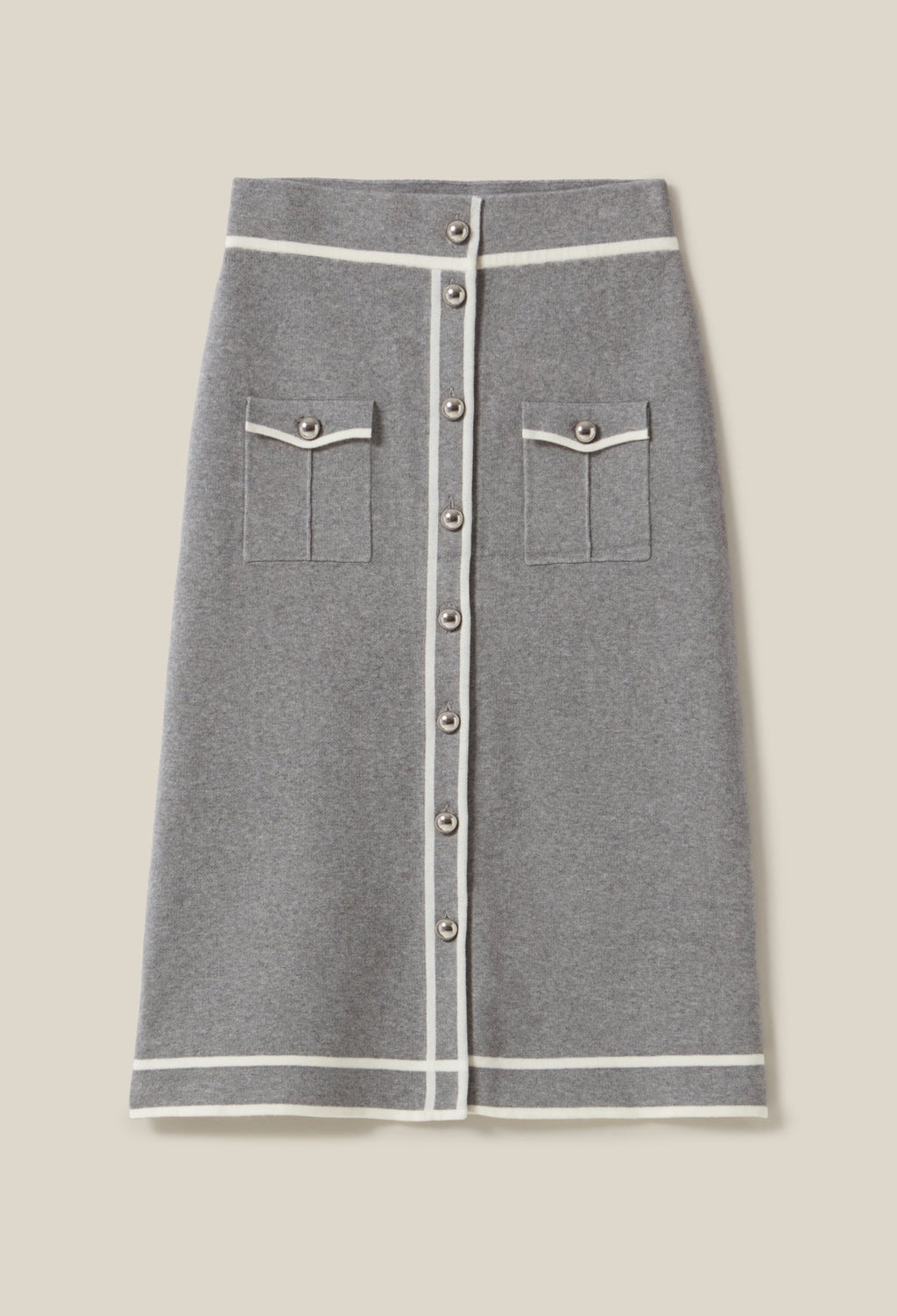 Gray Mid-Length Knitted Skirt