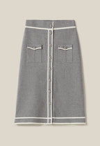 Gray Mid-Length Knitted Skirt