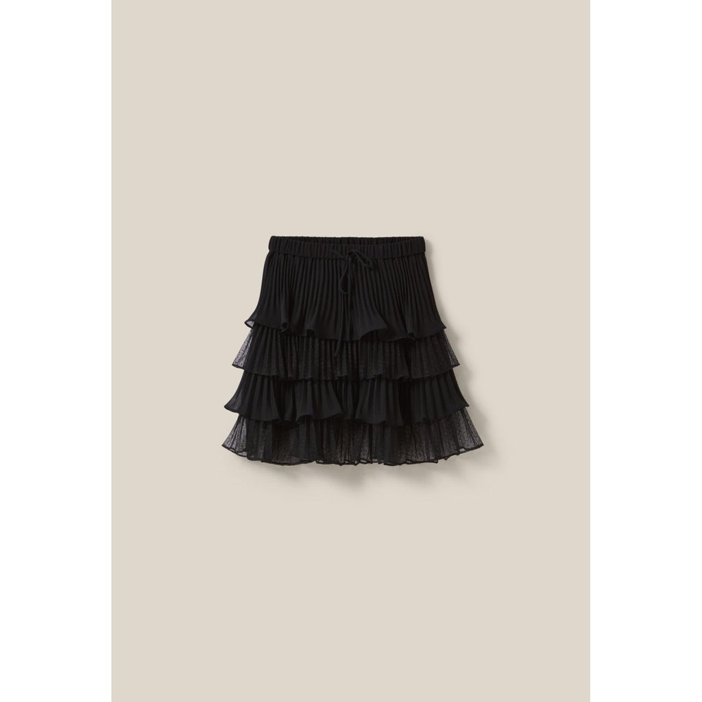 Falda Corta Negra con Volantes