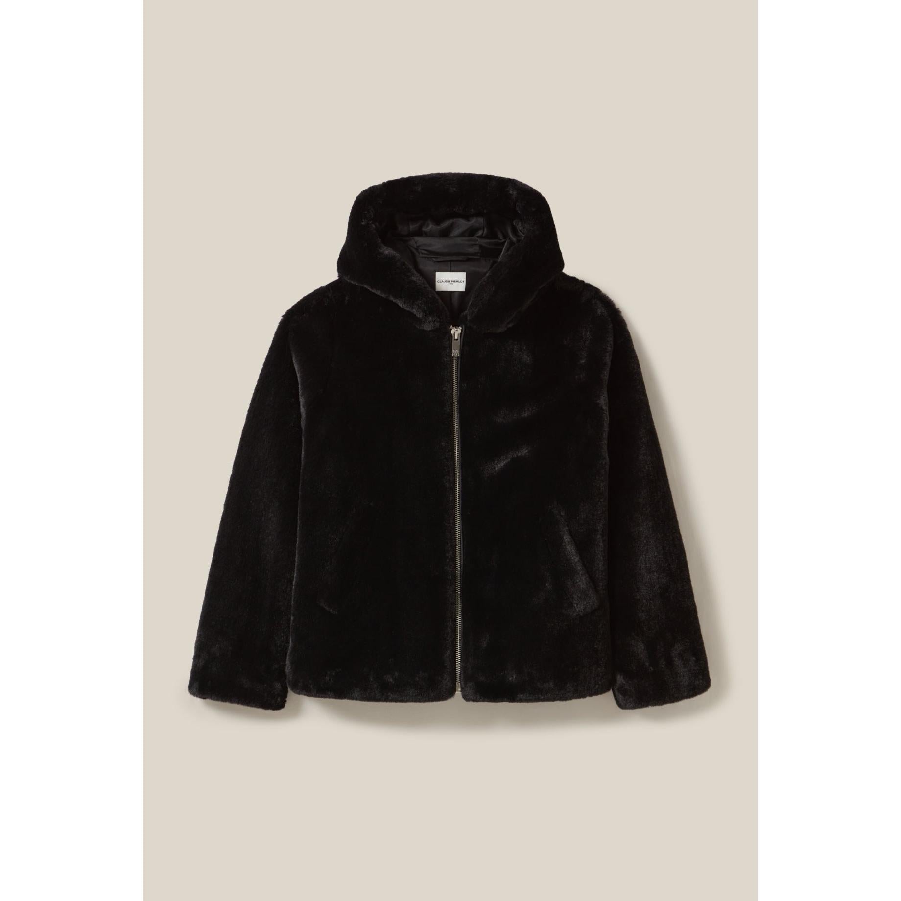 Claudie Pierlot - Veste Fausse Fourrure À Capuche