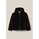 Chaqueta de piel sintética con capucha