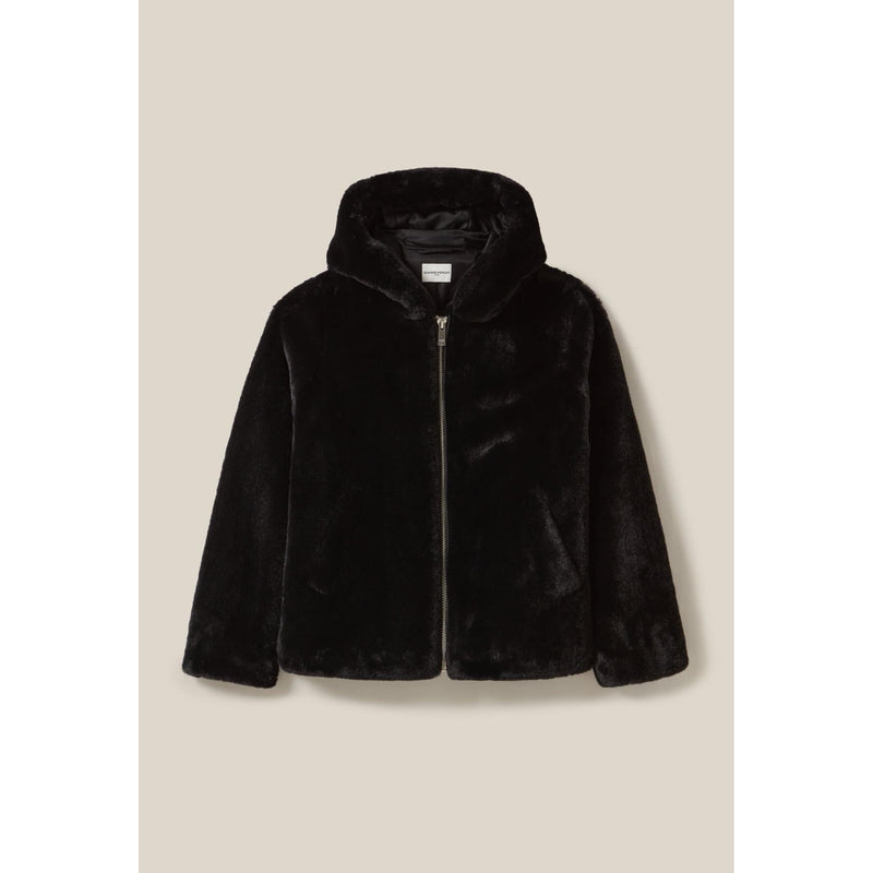 Chaqueta de piel sintética con capucha