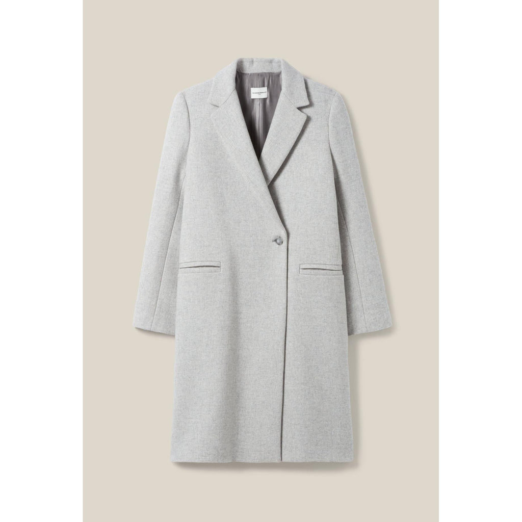 Mid-Length Light Gray Tailored Coat