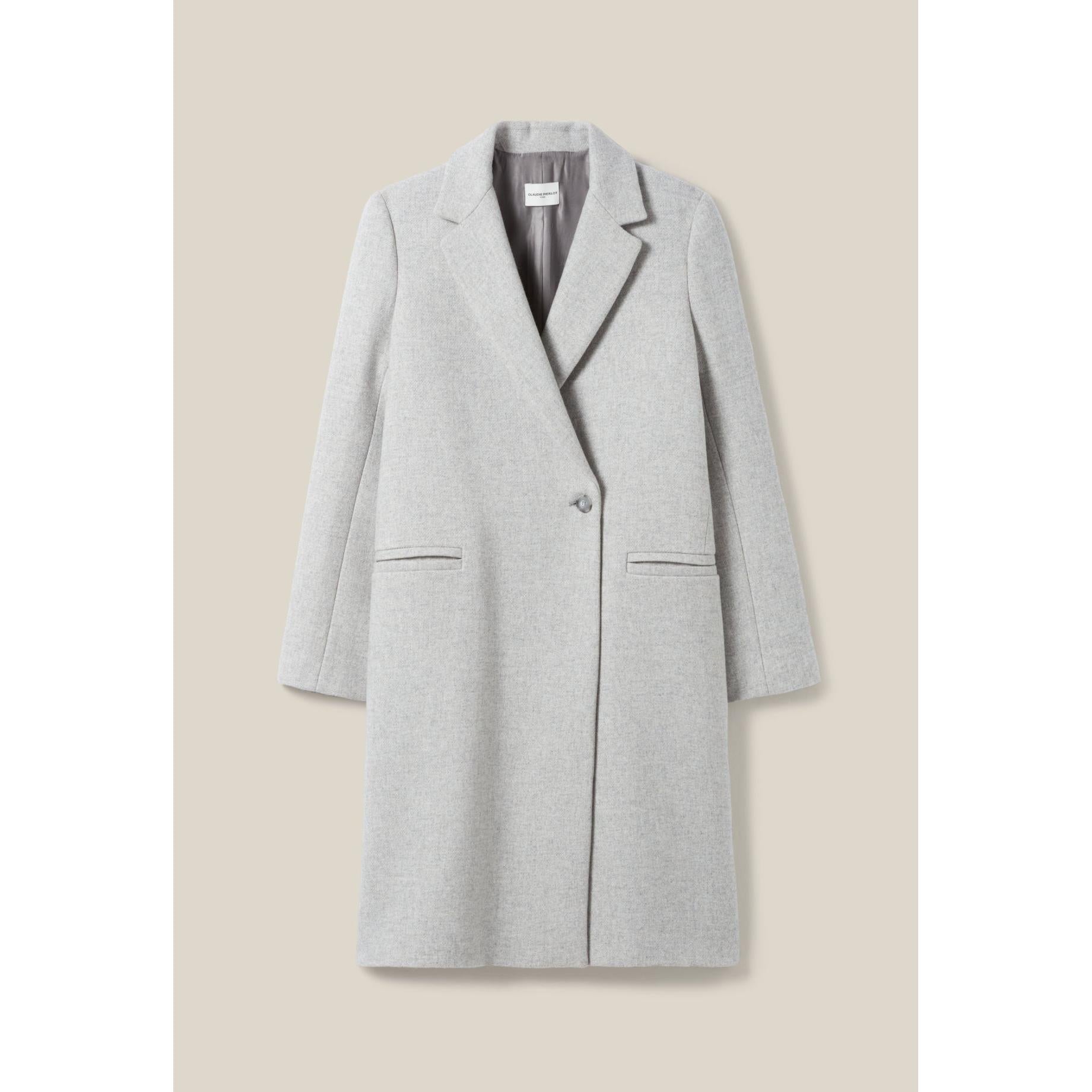 Mid-Length Light Gray Tailored Coat