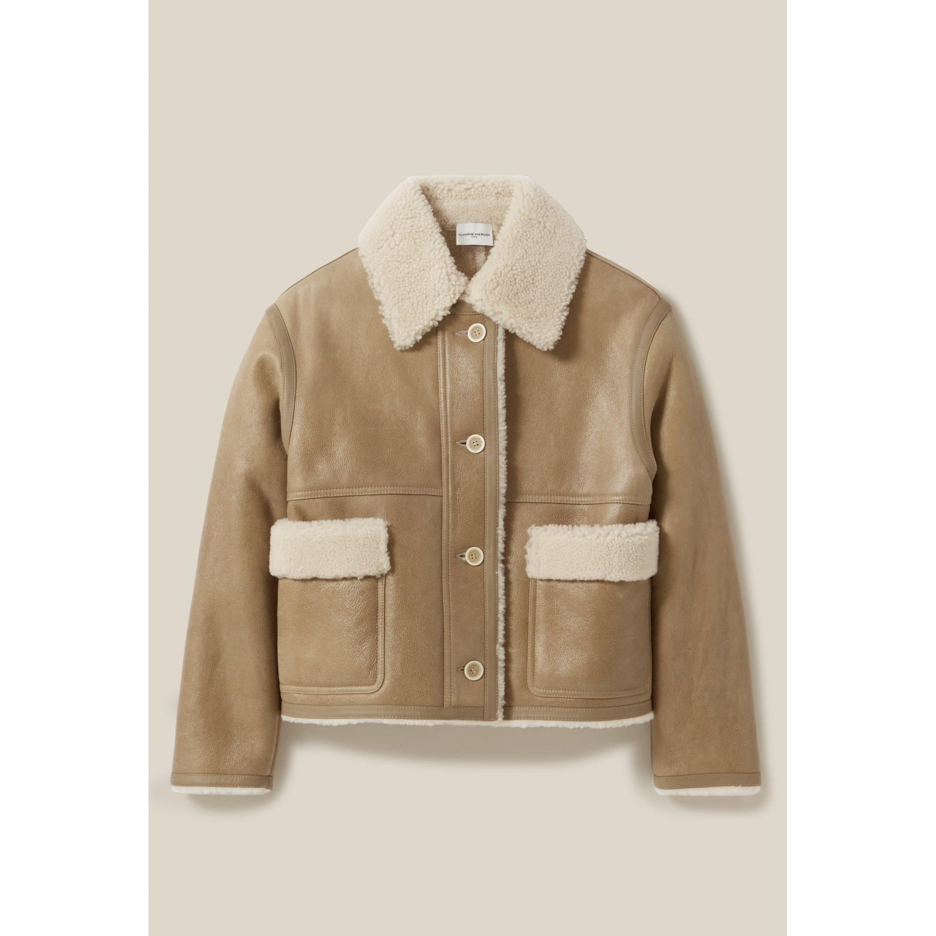 Claudie Pierlot - Short Shearling Jacket Beige