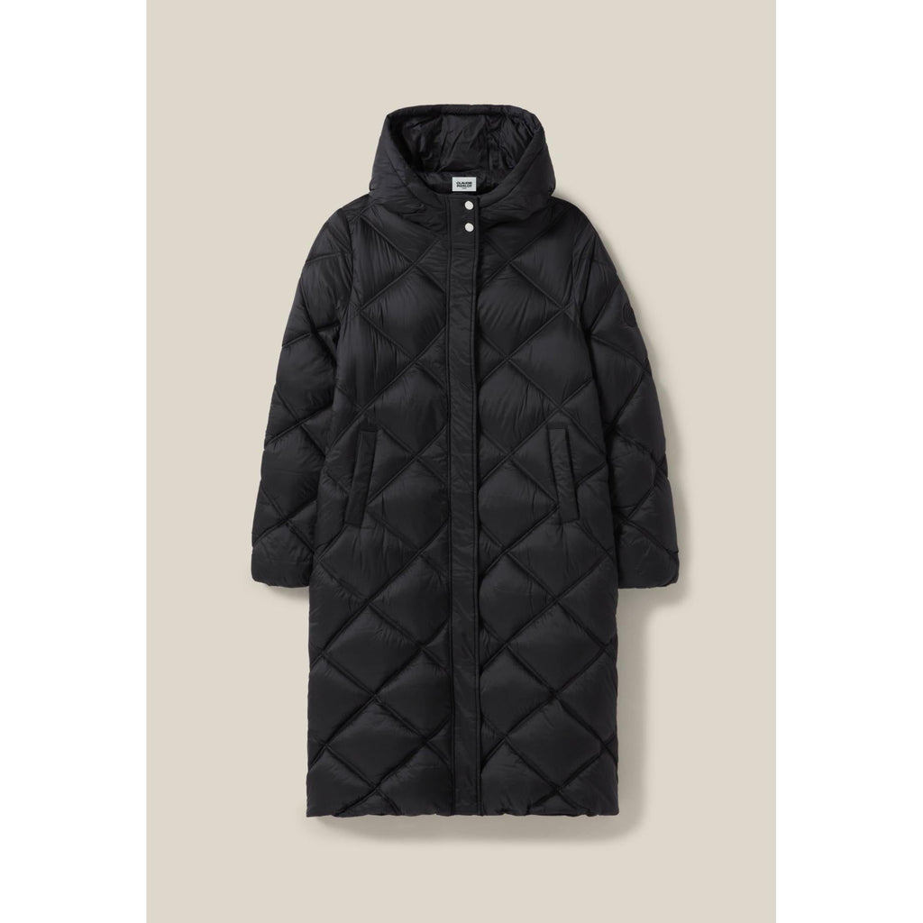 Long Quilted Hooded Down Jacket