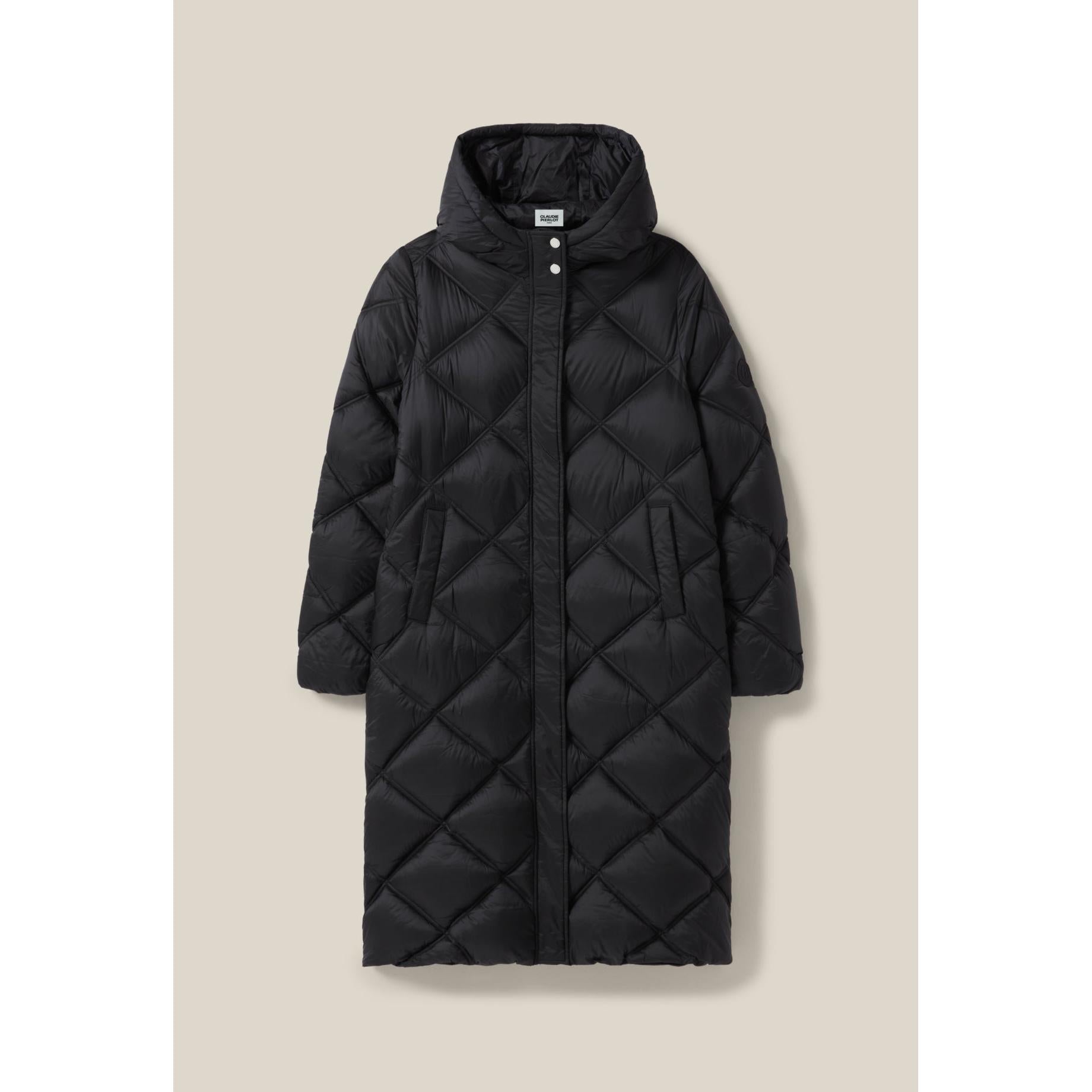 Long Quilted Hooded Down Jacket