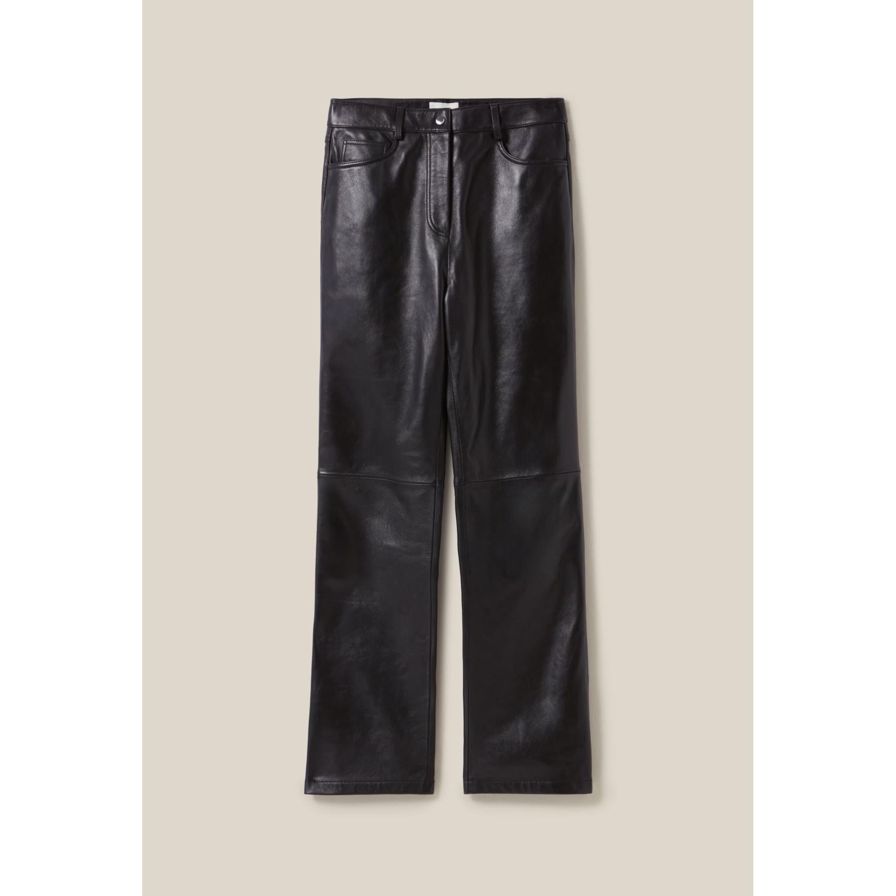 Pantalón Recto de Piel