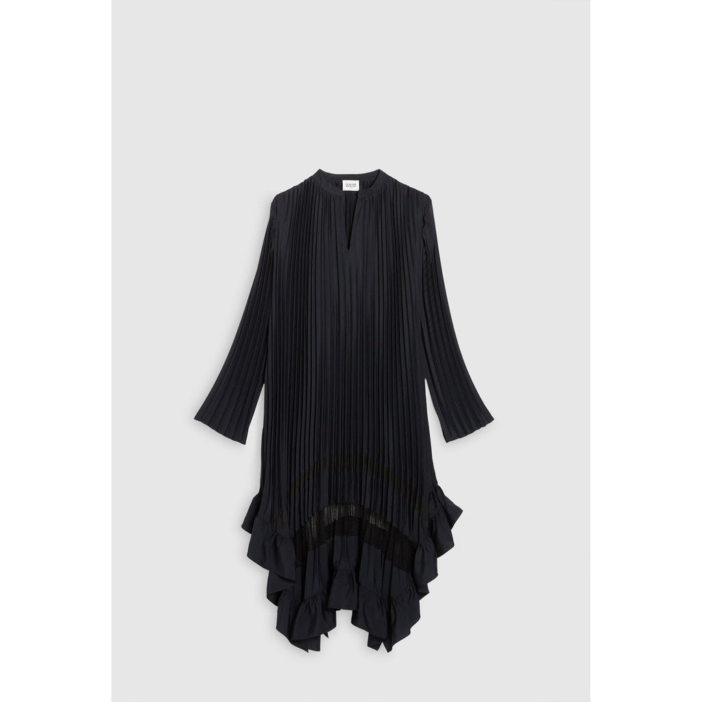 Vestido Plisado Con Volante