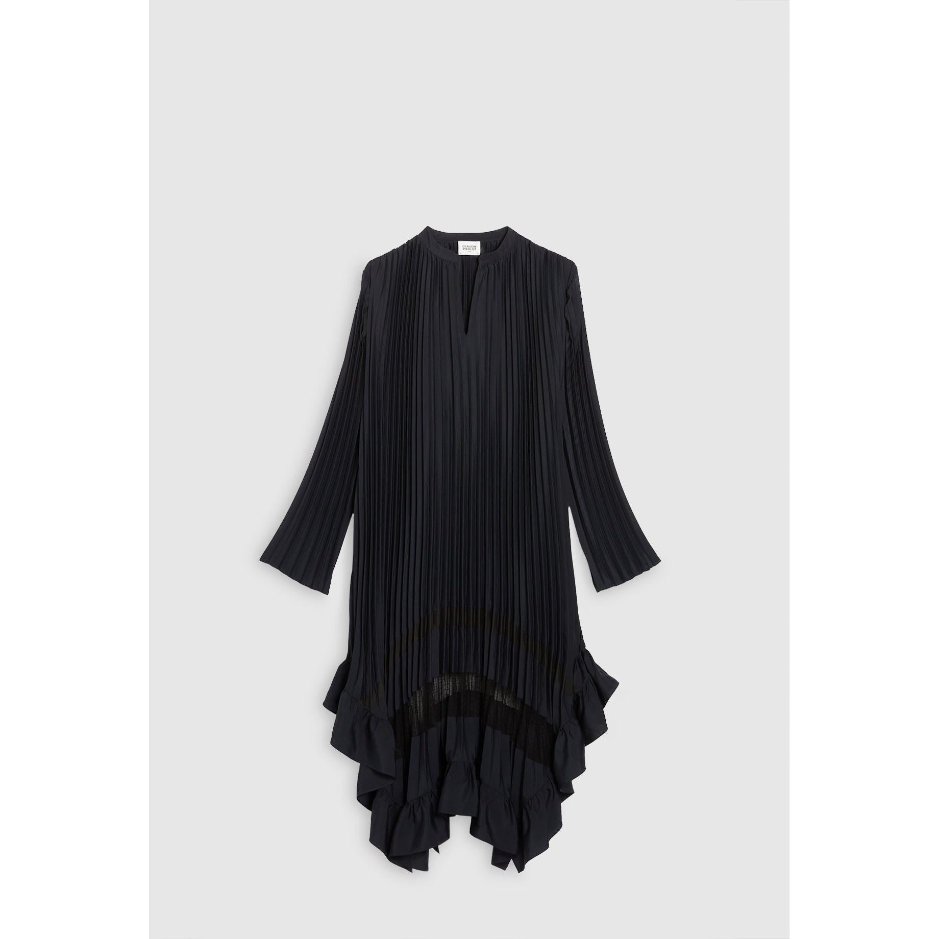 Vestido Plisado Con Volante