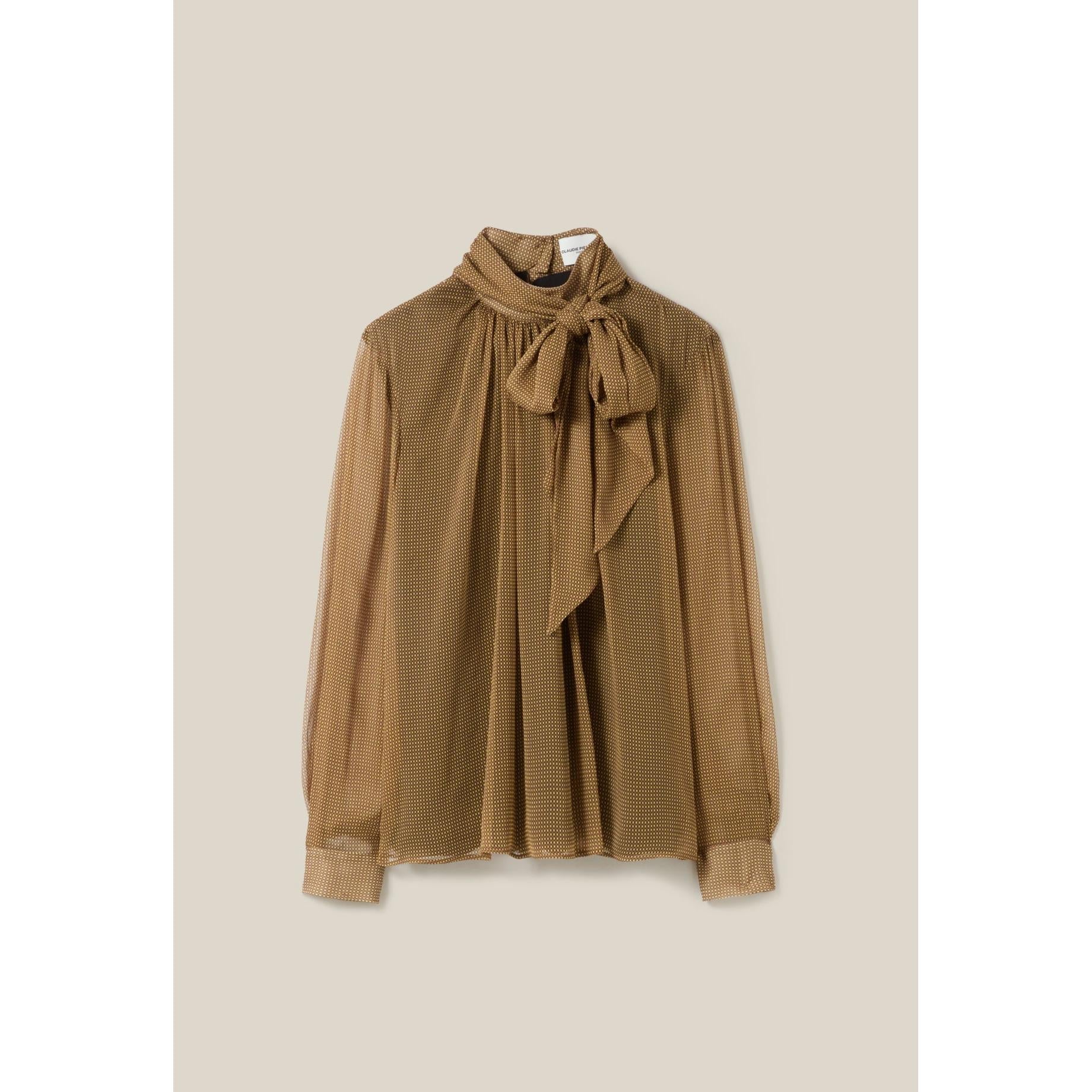 Fluid Check Lavallière Blouse